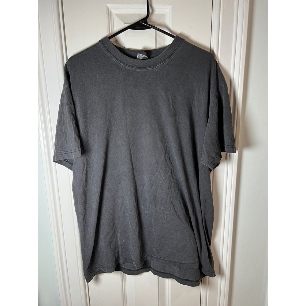 Talha USA Mens XL Blank T-Shirt Faded Black 100% Cotton Short Sleeve Tee 1095